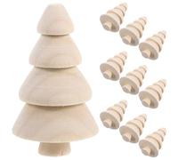 FONDOTIN 10 Pièces Mini Wood Christmas Trees For Crafts Unfinished Solid Wood DIY Holiday Ornaments Detailed Tiny Wooden Tabletop Decorations For Creative Painting And Seasonal Events