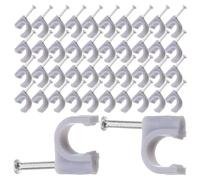 FONDOTIN 100 pièces Agrafes Murales Câble Gris Lot de Fixation Solide Câble Coaxial Ethernet Clips pour Haut-parleur Gestion Fil Mural Rapide