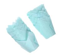FONDOTIN 100 Pièces Lot de Caissettes Pâtisserie Lotus Résistantes à Lhuile et Haute Température Tasses Papier pour Muffins et Cupcakes Style Bleu pour et Anniversaires