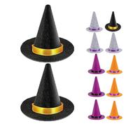 FONDOTIN 12 pièces Miniature Witch Hats for Halloween Crafts Small Felt Dollhouse Caps in Orange Handmade Tiny Sorceress Accessories for Party Decoration and DIY Projects