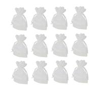 FONDOTIN 12 pièces Pochette à Cordon Dentelle Motif Étoiles Blanche Organiseur Léger pour Bijoux Bonbons et Cadeaux Lot de Petits Accessoires Respirants pour Voyage et Fêtes