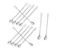 FONDOTIN 12 Pièces Stainless Steel Laboratory Sampling Spoon Square Head Spatula Ergonomic Handle Corrosion Resistant For Reagent Powders And Liquid Sampling