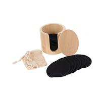 FONDOTIN 16 pièces Pads démaquillants en fibre naturelle réutilisables éponges rondes lavables pour nettoyage profond du visage et contrôle de l’huile avec sac coton et boîte en bois