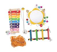 FONDOTIN 1ensemble Jouets pour Poules avec Échelle Miroir Et Filets à Picorer Accessoires pour Poulailler Et Divertissement Aviaire