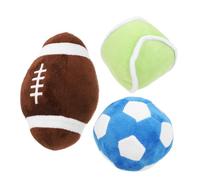 FONDOTIN 1ensemble Mini Jouet De Sport Peluche pour Chiens Et Chats De Balles Soccer Rugby Tennis Jouets à Mâcher Doux Et pour Activités Intérieures Et Extérieures