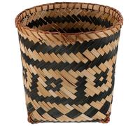 FONDOTIN 1pièce Panier De Rangement Bambou Tissé Corbeille Décorative Multifonctionnelle Pour Maison Utilisation Comme Poubelle Ou Panier à Fleurs Style Vintage Et Écolo Capacité