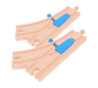 FONDOTIN 2 Aiguillages en Bois Bleu pour Circuit de Train, Extension de Voie Ferrée Compatible, Accessoires Modélisme Ferroviaire, Éducatif pour Garçon et Filles, 2 Pièces
