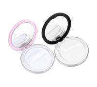 FONDOTIN 2 Ensembles Boîte de Rangement pour Houppette de Poudre Compacts avec Filet Élastique Étui Vide pour Éponge de Maquillage Boîte Cosmétique Portable pour Femme Couleur Rose et Noir