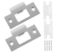 FONDOTIN 2 ensembles Plaques de Gâche Acier Inoxydable Protection Pêne Dormant Renforcée Couvre Porte pour Serrure Intérieure et Extérieure Kit de Sécurité et à Usure