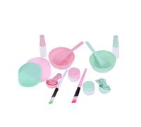 FONDOTIN 2 Ensembles Set Bol Masque Facial Silicone avec Pinceau Spatule et Cuillère pour Soins Visage Kit Mélange DIY Rose et Vert Aléatoires Outil Beauté Pratique