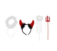 FONDOTIN 2 Ensembles Set de Accessoires de Déguisement et Adulte Ange et Corne de Diable Plumes Légères et Confortables pour Fête et Spectacle