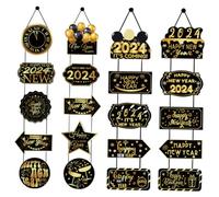 FONDOTIN 2 Paires Bannières de Porte Nouvel An Rigide Résistant et Suspendu Décorations Festives pour Intérieur et Extérieur Lot pour Maison Écoles et Bureaux