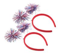 FONDOTIN 2 pièces Bandeau Cheveux Femme pour Fête Independence Day Décoration Patriotique du 4 Juillet avec Pompons Accessoires Costume pour Célébration et Parade