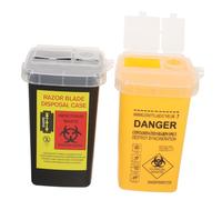 FONDOTIN 2 pièces Boîtes de Collecte Miniatures pour Aiguilles et Lames Conteneurs de Sécurité pour Déchets de Tatouage Jaune et Noir Récipients Plastique Robustes et Pratiques