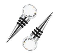 FONDOTIN 2 pièces Bouchons de Bouteille de Vin Cristal Lot de Étanchéité Pratique Assortiment de Couleurs pour Scellage et Conservation Vin
