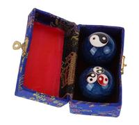 FONDOTIN 2 pièces Boules de Fitness Chinoises Bleu avec Cloches pour Massage Relaxation Musculaire et Exercices de Main Balle Exercice Polyvalente pour Seniors et Thérapie Feng Shui
