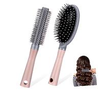 FONDOTIN 2 pièces Brosse Démêlante Ronde pour Cheveux Mouillés Set de Brosse Coiffante avec Poignée Confortable Résistante et Adaptée à Types de Cheveux
