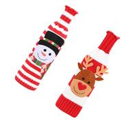 FONDOTIN 2 Pièces Cache-Bouteilles Tricotés pour Vin Housses de Bouteilles Colorées Noël Décorations Festives pour Table et Fête