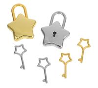 FONDOTIN 2 Pièces Cadenas Étoile Petit Format avec Clé Cadenas de Voyage Compact pour à Dos Journal Intime et Valise Lot de Doré et Argenté Serrure Portable Sécurisée
