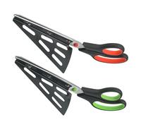 FONDOTIN 2 Pièces Ciseaux à Pizza en Acier Inoxydable Alimentaire avec Pelle Détachable, Base Antidérapante, Lot de 2 Pièces Vert et Rouge, Coupe-Pizza Multifonction Cuisine Maison, Facile