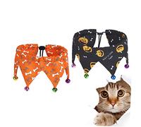 FONDOTIN 2 Pièces Collier pour Animaux Halloween avec Clochettes Ajustable pour Chiens et Polyester Confortable et Accessoire pour et Déguisements