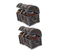 FONDOTIN 2 Pièces Décor Aquarium Coffre Au Trésor Résine Étanche Ornement Caché pour Poissons Crevettes Petit Aquarium