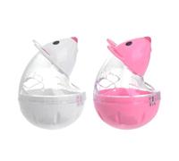 FONDOTIN 2 pièces Distributeur Croquettes Chat Forme Souris Interactif Automatique pour Stimulation et Entraînement Animaux Compagnon Blanc et Rouge