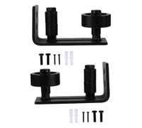 FONDOTIN 2 pièces Guide de Plancher pour Porte de Grange avec Roulettes Silencieuses Acier Résistant Accessoire de Rail Coulissant Murale Lot