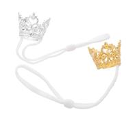 FONDOTIN 2 Pièces Hamster Crown Headwear with Adjustable Straps Tiara for Small Animals Rabbits Guinea Pigs Pet Costume Accessory for Birthday Photo Props