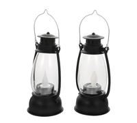 FONDOTIN 2 Pièces Lampe Rétro LED à Main Lanterne Décorative Vintage pour Halloween Petite Lampe de Chevet Compacte et Portable Ambiance Festive et Éclairage Dappoint