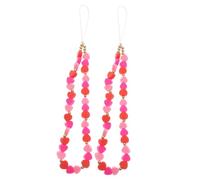 FONDOTIN 2 pièces Lanières Téléphone Portable avec Perles Polymère Amovibles Charms Coeur Rose pour Téléphones Mobiles Accessoires Suspendus Décoratifs et Antiperte
