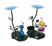 FONDOTIN 2 Pièces Mangeoire à Oiseaux Décorative Jardin Mini Sculptures Colorées Ornement Polyvalent pour Pelouse Balcon et Terrasse Cadeau pour Amateurs Oiseaux et Extérieur
