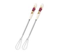 FONDOTIN 2 pièces Manuel Acier Inoxydable Batteur Œufs et Résistant Poignée Céramique avec Anneau Suspendu Outil Cuisine pour Pâtisserie et Sauces
