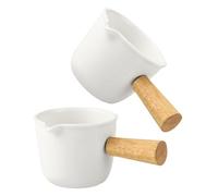 FONDOTIN 2 Pièces Mini Pot à Lait Porcelaine Blanc de Crémier pour Café Sauce et Épices Petit Récipient Céramique avec Poignée Accessoire Pratique pour Cuisine et Service