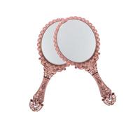 FONDOTIN 2 Pièces Miroirs Maquillage Portables Vintage à Main avec Décoration Sculptée Antidérapante Accessoires Cosmétiques pour Voyage et Usage Quotidien Or Rose