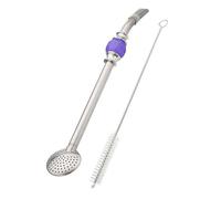 FONDOTIN 2 Pièces Pailles Inox Réutilisables avec Filtre Amovible et Brosses de Nettoyage Yerba Mate Bombilla pour Infusion de Thé et Boissons Set Complet avec Gourde Couleur Violette