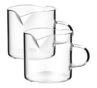 FONDOTIN 2 pièces Pichet à Lait Verre Double Bec Tasse Multifonction pour Café Sauce et Boisson Mug Transparent Expresso Compact Facile à Transporter