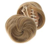 FONDOTIN 2 pièces Pince Chignon Fausse Mèche Postiche Cheveux Lisses Accessoire Coiffure Volume Instantané Facile à Clipser pour Coiffures Updo Mariage et Cosplay