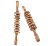 FONDOTIN 2 pièces Roller de Massage Musculaire Bois Appareil de Massage Corporel Compact pour Relaxation et Circulation Auto-masseur pour Hanches Jambes Dos