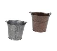 FONDOTIN 2 Pièces Seau à Glace et Panier à Frites Acier Inoxydable Créatif Mini Seau de Rangement pour Snacks et Glace pour Restaurants et Bars