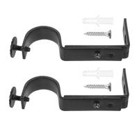FONDOTIN 2 pièces Support Mural pour Tringle à Rideau Noir Extensible Lot de Supports Latéraux Robustes avec Vis Fixation Stable pour Tringles de Fenêtres Chambre et Bureau