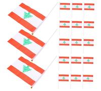 FONDOTIN 20 pièces Lot de Petits Drapeaux à Main Liban Polyester Drapeaux Authentiques pour Décorations Patriotiques et Événements Culturels