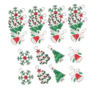 FONDOTIN 24 Pièces Lot de Pendentifs de Noël Alliage Argenté Assortiment Hivernal de Breloques Sapin Flocon et Cloche pour Création de Bijoux et Décorations DIY