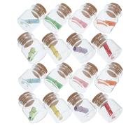 FONDOTIN 24 pièces Lot Mini Bouteilles Verre avec Bouchons Liège Flacons Transparents pour Décoration DIY Rangement Objets Petits Vials pour Messages et Créations Artisanales