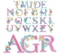 FONDOTIN 26 Écussons Thermocollants Lettres Brodés Fleurs Fil Coton Doux Kit 26 Pièces Multicolores pour Vêtements Paquet et Accessoires DIY Patchs Couture Faciles à Appliquer