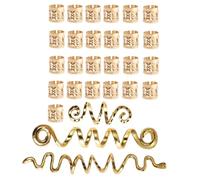 FONDOTIN 28 pièces Lot de Anneaux Métalliques Dorés pour Dreadlocks Bijoux de Cheveux Tressés Accessoires Spirales et Confortables pour Décoration de Tresse