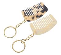 FONDOTIN 2Pcs Porte-Clés Peignes à Dents Larges en Planche d'Acétate 5,20X3,00Cm Design Multifonctionnel pour Coiffer Cheveux Bouclés en Voyage