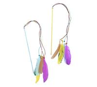 FONDOTIN 2pièces à Plumes Interactives pour Chats Jouets De Teasing Colorés pour Kittens Et Chats De Âges Amusement à Intérieur Stimule Instinct De Chasse Et Favorise Le Lien Entre Le