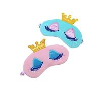 FONDOTIN 2pièces Masque De Sommeil Cartoon Pour Masques De Nuit Rose Avec Design Couronne Accessoire De Sommeil Légèrement Éclaircissant Pour Filles