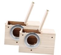 FONDOTIN 2pièces Nichoirs à Oiseaux Bois Naturel pour Perruches Boîte De Nidification Solide Et Légère Décoration Jardin Extérieur Habitat Sécurisé pour Élevage Et Repos